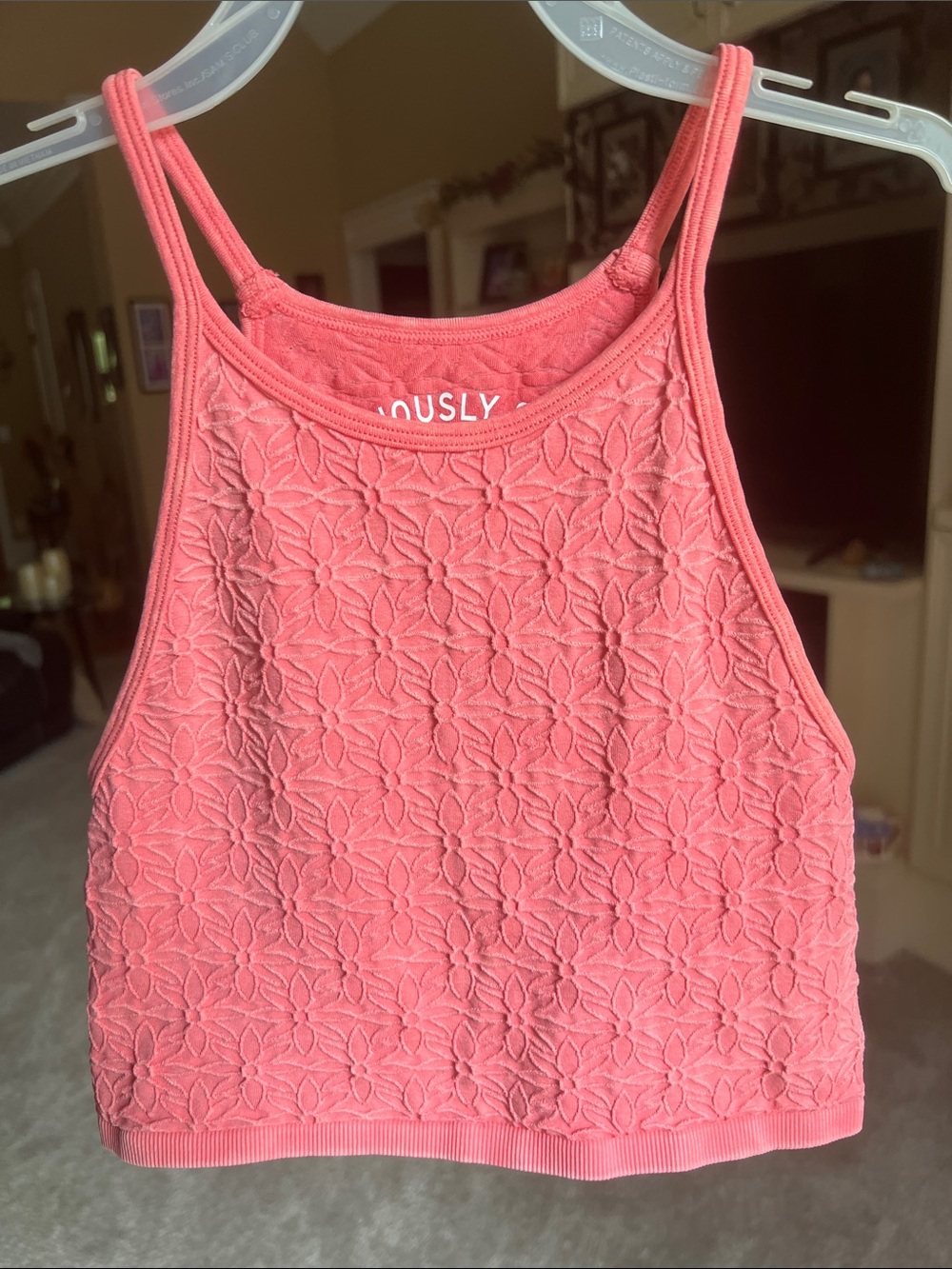 Aeropostale Textured Coral Crop Tank